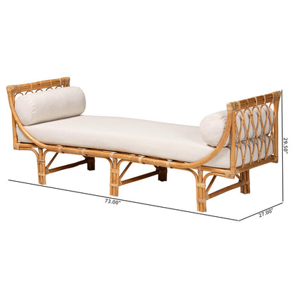 Macias Modern Bohemian Natural Brown Rattan Daybed - Handcrafted with Plush Cushions