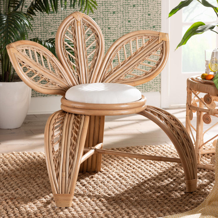 bali & pari Gresham Modern Bohemian Natural Rattan Leaf Accent Chair