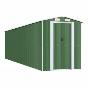 Garden Shed Green 75.6&quot;x303.9&quot;x87.8&quot; Galvanized Steel - Ethereal Company