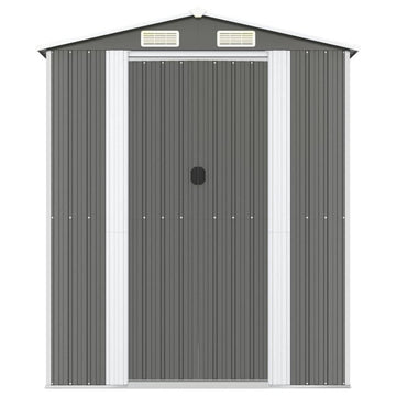 Garden Shed Light Gray 75.6&quot;x140.6&quot;x87.8&quot; Galvanized Steel - Ethereal Company