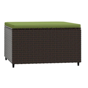 Patio Footrest with Cushion Brown Poly Rattan - Stylish and Comfortable - Ethereal Company