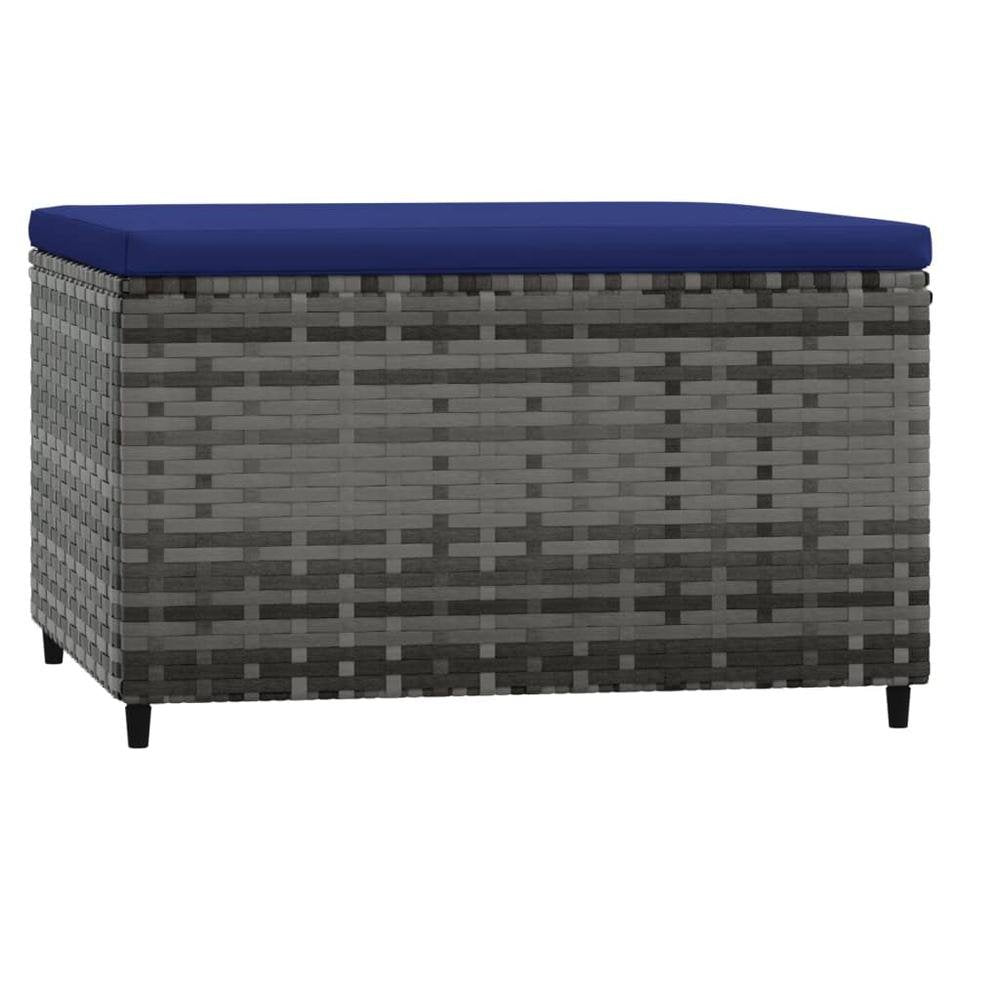 Patio Footrest with Cushion - Gray Poly Rattan | Outdoor Ottoman - Ethereal Company