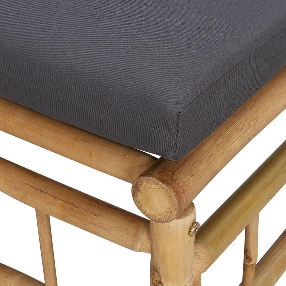 Patio Footstool with Dark Gray Cushion Bamboo | Outdoor Seating - Ethereal Company