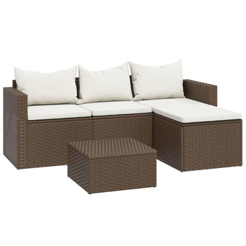 Patio Lounge Set Brown Poly Rattan - Cozy Outdoor Furniture - Ethereal Company