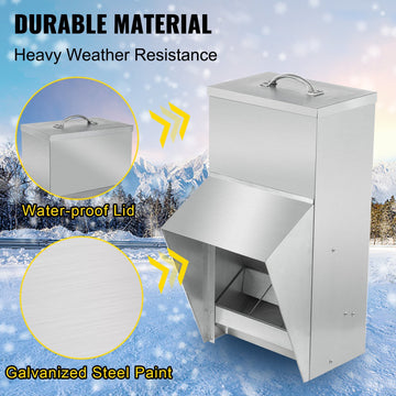 VEVOR Galvanized Poultry Feeder Holds 11.5lbs of Feed Chicken Feeders No Waste 6.3x8.3x12.9in Hanging Chicken Feeder with Lid Weatherproof Outdoor Coop Food Dispenser for Duck - Ethereal Company