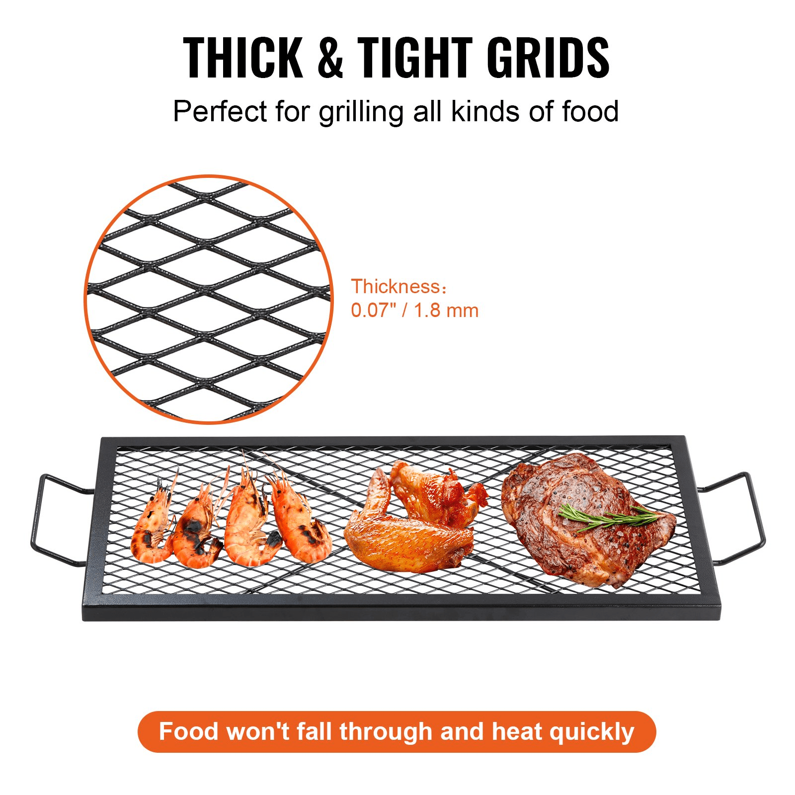 VEVOR X - Marks Fire Pit Grill Grate, Rectangle Cooking Grate, Heavy Duty Steel Campfire BBQ Grill Grid with Handle & Support X Wire, Portable Camping Cookware for Outside Party Gathering, 32 Inch Black - Ethereal Company