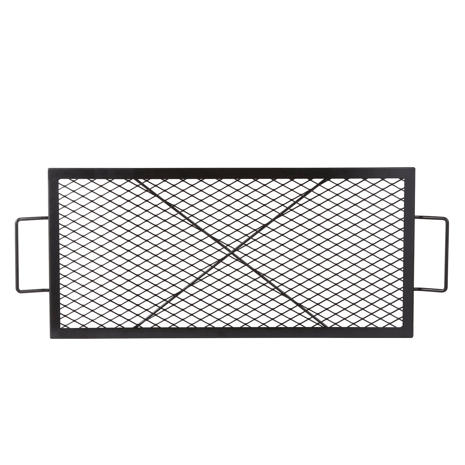 VEVOR X - Marks Fire Pit Grill Grate, Rectangle Cooking Grate, Heavy Duty Steel Campfire BBQ Grill Grid with Handle & Support X Wire, Portable Camping Cookware for Outside Party Gathering, 32 Inch Black - Ethereal Company