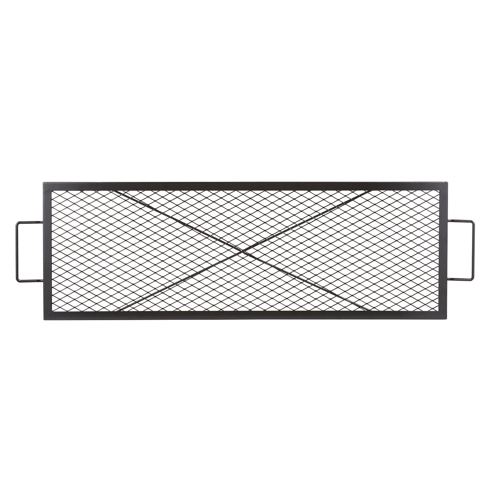 VEVOR X - Marks Fire Pit Grill Grate, Rectangle Cooking Grate, Heavy Duty Steel Campfire BBQ Grill Grid with Handle & Support X Wire, Portable Camping Cookware for Outside Party Gathering, 44 Inch Black - Ethereal Company