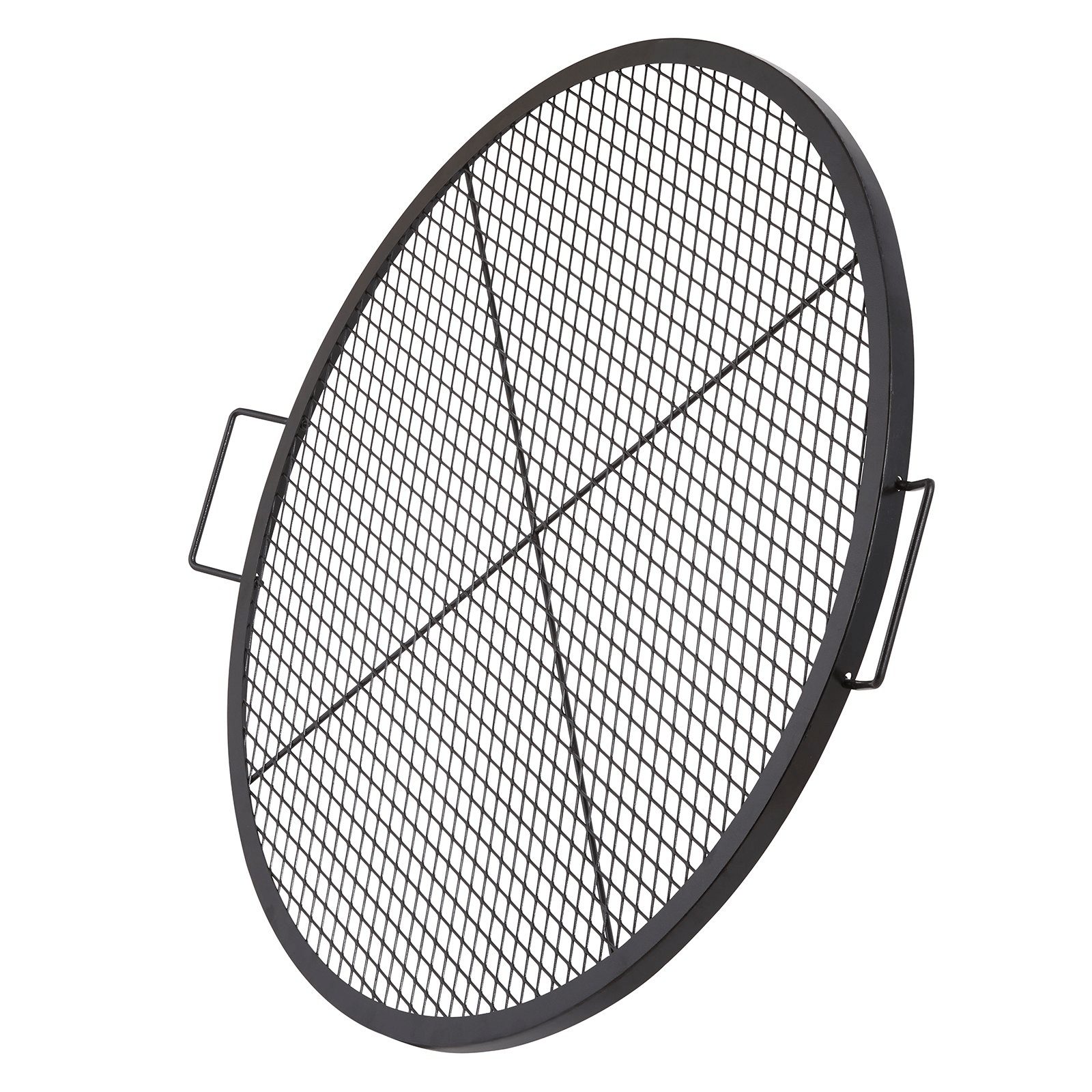 VEVOR X - Marks Fire Pit Grill Grate, Round Cooking Grate, Heavy Duty Steel Campfire BBQ Grill Grid with Handle and Support X Wire, Portable Camping Cookware for Outside Party & Gathering, 36 Inch Black - Ethereal Company