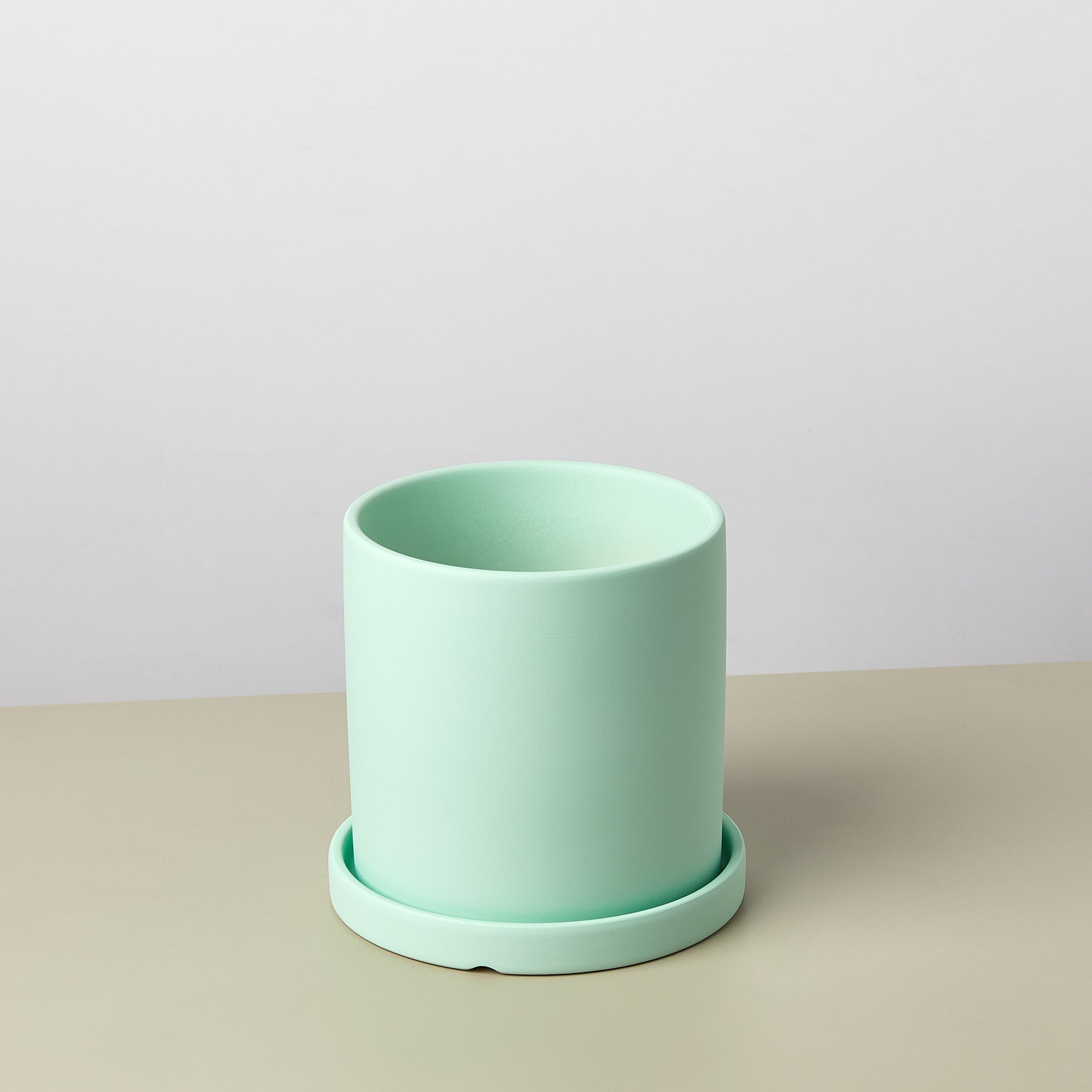 Matte Finish Cylinder Planter with Saucer - Ethereal Company