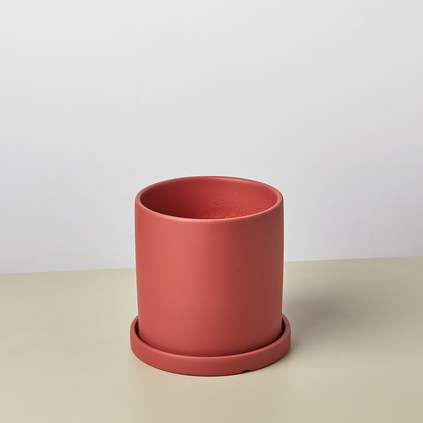 Matte Finish Cylinder Planter with Saucer - Ethereal Company