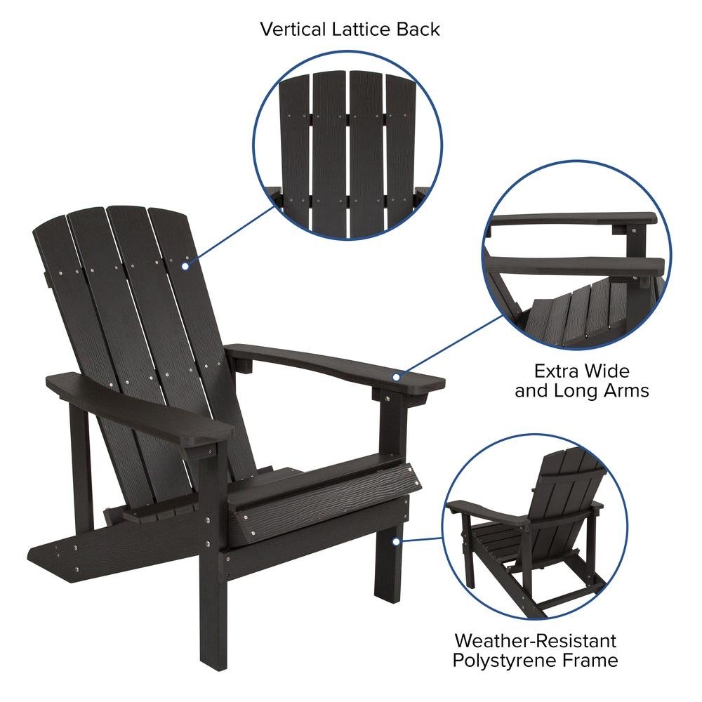 3 Piece Charlestown Slate Gray Poly Resin Wood Adirondack Chair Set with Fire Pit - Ethereal Company
