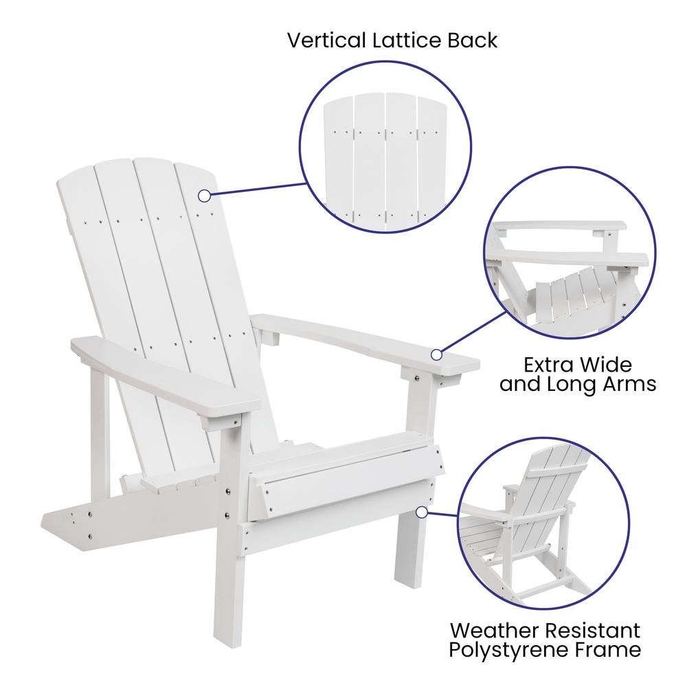 3 Piece Charlestown White Poly Resin Wood Adirondack Chair Set with Fire Pit - Ethereal Company