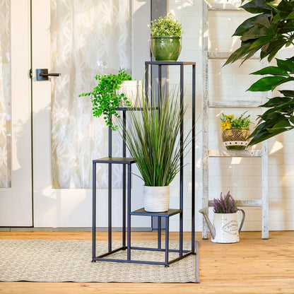 4-Tier Modern Plant Stand-Black Metal - Ethereal Company