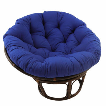 42-Inch Rattan Papasan Chair with Solid Twill Cushion - Ethereal Company