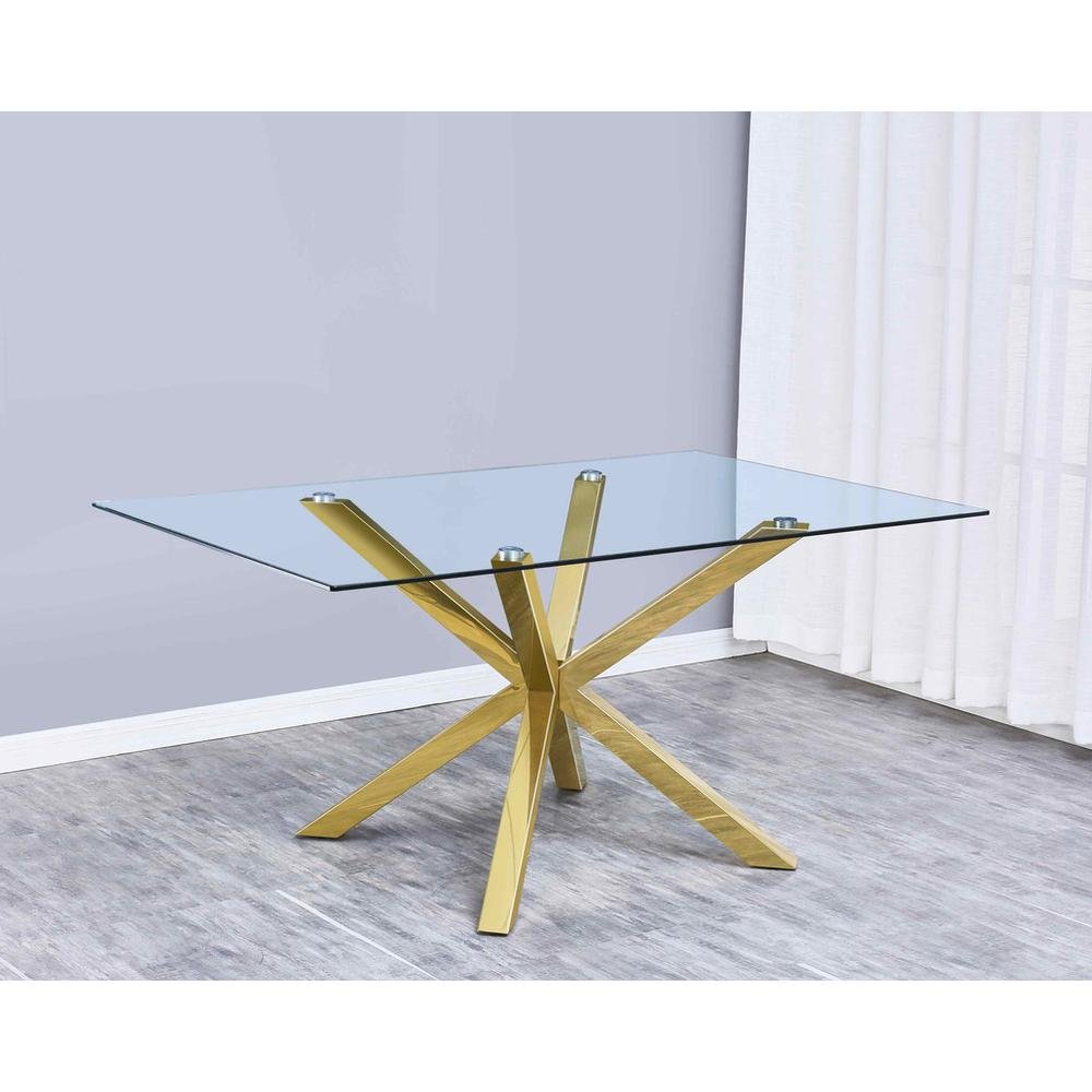 5 Piece Oswald Dining Room Set - Gold/ Black Velvet - Ethereal Company