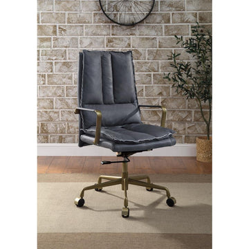 ACME Tinzud Office Chair, Gray Leather - Ethereal Company