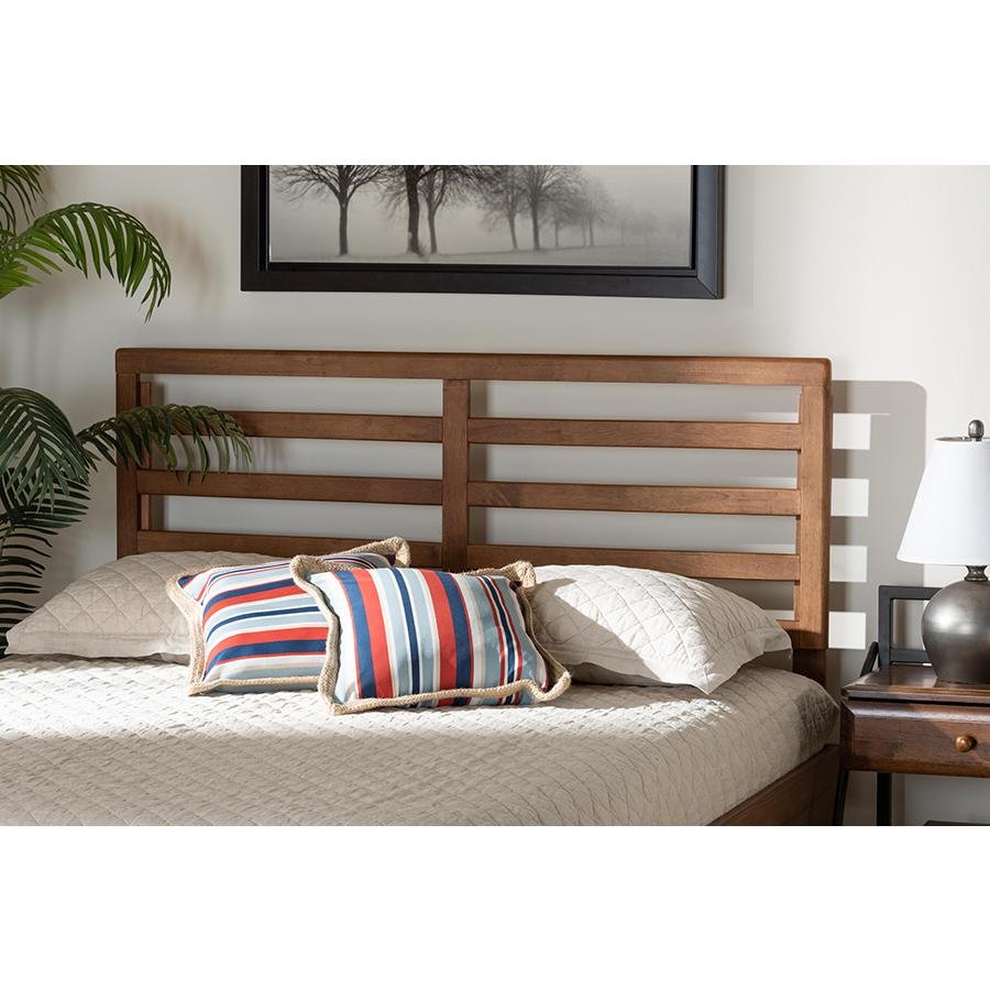 Akemi Modern and Contemporary Ash Walnut Finished Wood Full Size Headboard - Ethereal Company