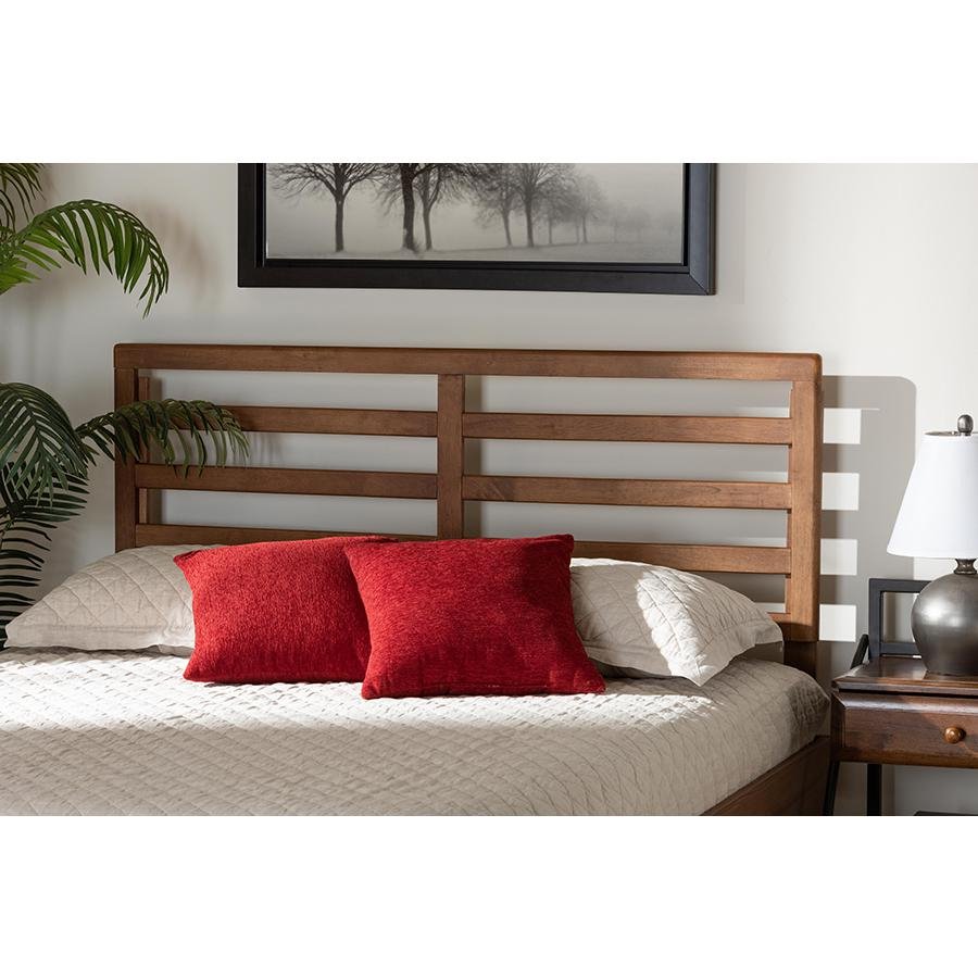 Akemi Modern and Contemporary Ash Walnut Finished Wood Full Size Headboard - Ethereal Company
