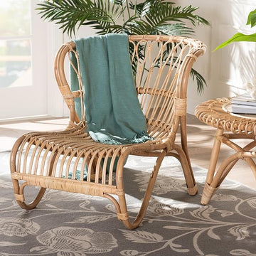 Alaya Modern Bohemian Natural Brown Rattan Accent Chair - Handcrafted in Indonesia - Ethereal Company