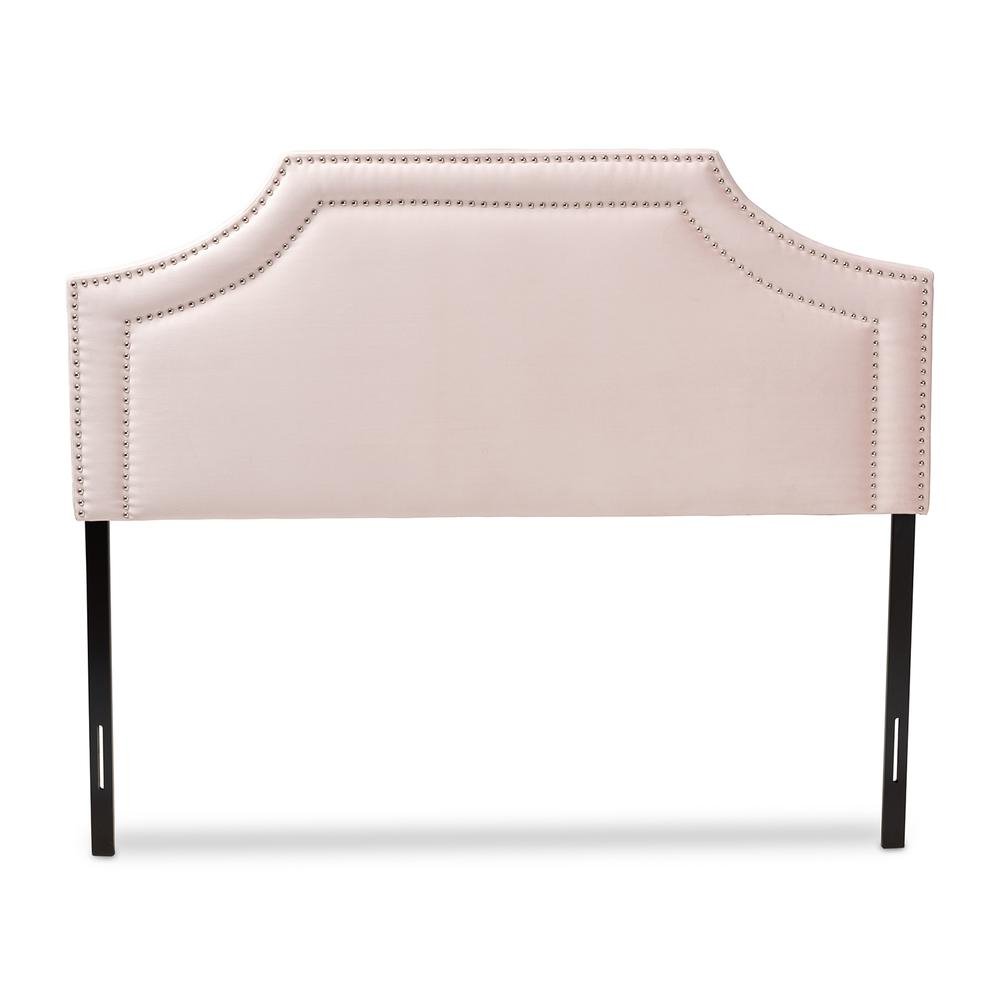 Avignon Light Pink Velvet Fabric Upholstered Full Size Headboard - Ethereal Company