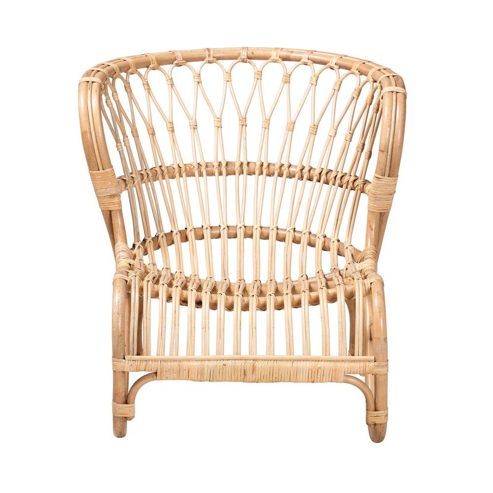 bali & pari Alaya Modern Bohemian Natural Brown Rattan Accent Chair - Ethereal Company