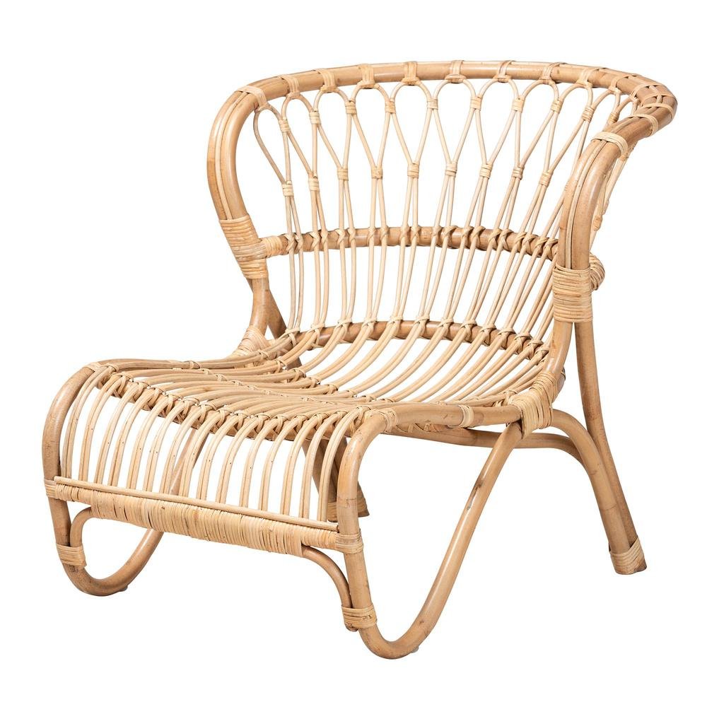 bali & pari Alaya Modern Bohemian Natural Brown Rattan Accent Chair - Ethereal Company