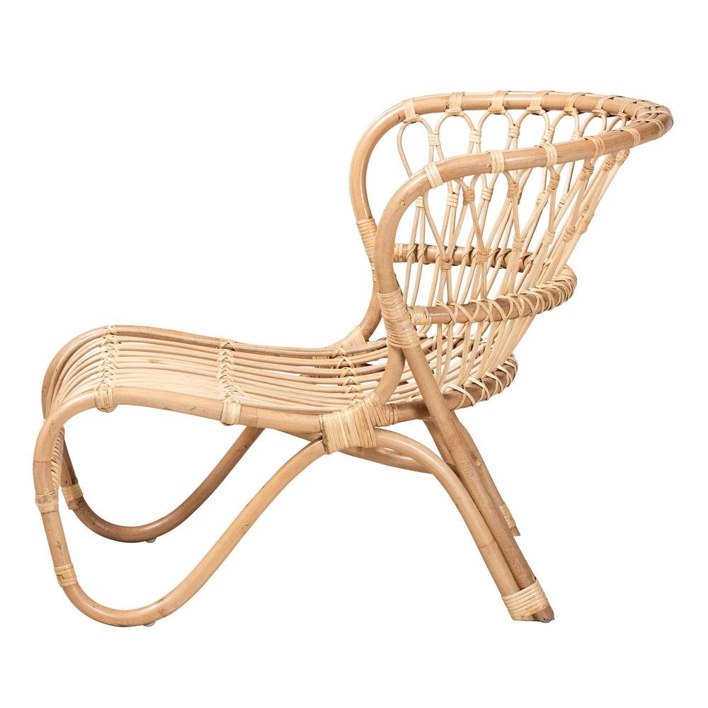 bali & pari Alaya Modern Bohemian Natural Brown Rattan Accent Chair - Ethereal Company