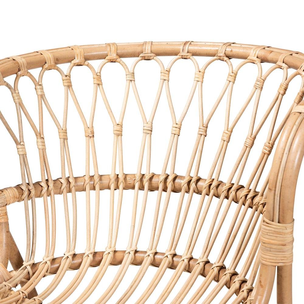bali & pari Alaya Modern Bohemian Natural Brown Rattan Accent Chair - Ethereal Company