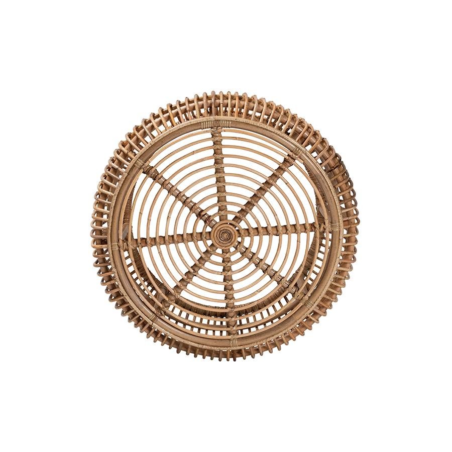 bali & pari Aliane Modern Bohemian Natural Brown Antique Rattan Coffee Table - Ethereal Company