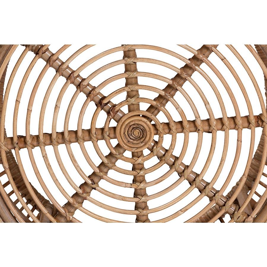 bali & pari Aliane Modern Bohemian Natural Brown Antique Rattan Coffee Table - Ethereal Company
