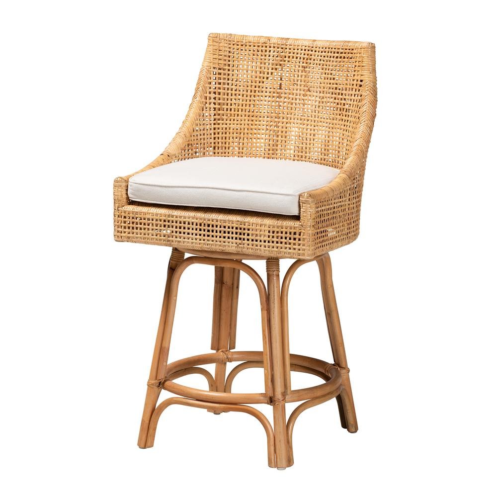 bali & pari Bella Modern Bohemian Natural Brown Rattan Counter Stool - Ethereal Company