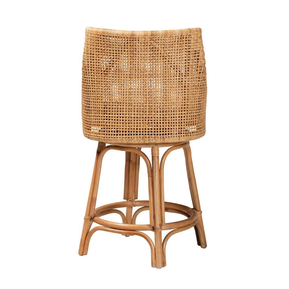 bali & pari Bella Modern Bohemian Natural Brown Rattan Counter Stool - Ethereal Company