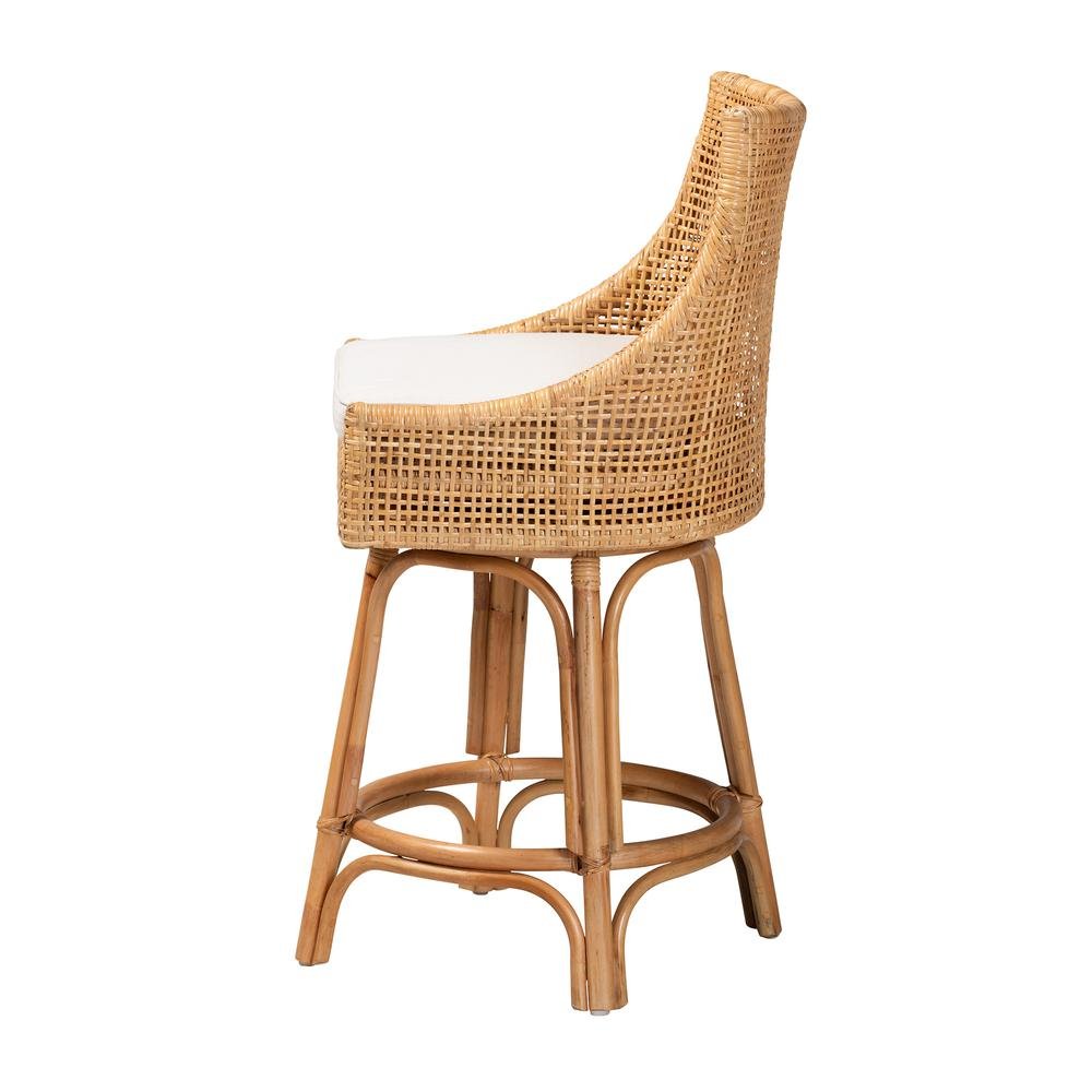 bali & pari Bella Modern Bohemian Natural Brown Rattan Counter Stool - Ethereal Company