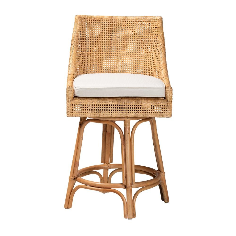 bali & pari Bella Modern Bohemian Natural Brown Rattan Counter Stool - Ethereal Company