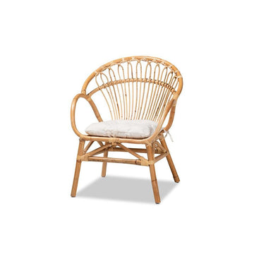 bali &amp; pari Benicia Modern Bohemian Natural Brown Rattan Dining Chair - Ethereal Company