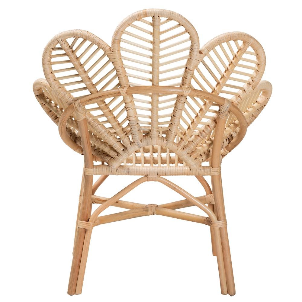 bali & pari Bianca Modern Bohemian Natural Brown Rattan Flower Chair - Ethereal Company