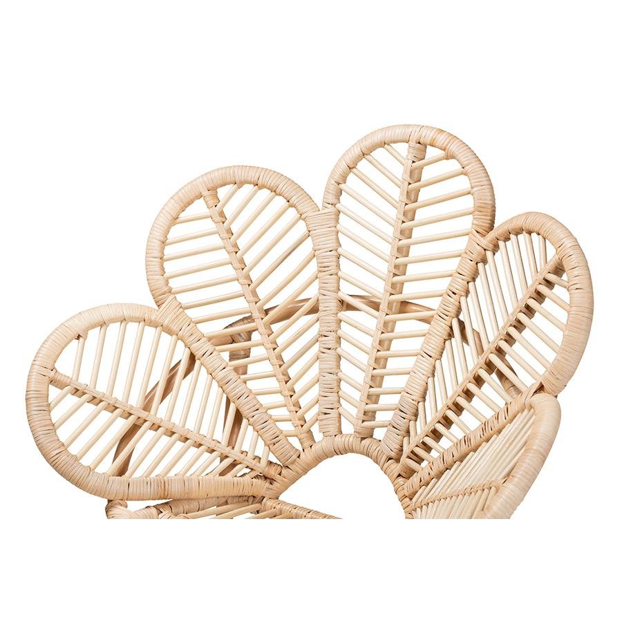 bali & pari Bianca Modern Bohemian Natural Brown Rattan Flower Chair - Ethereal Company
