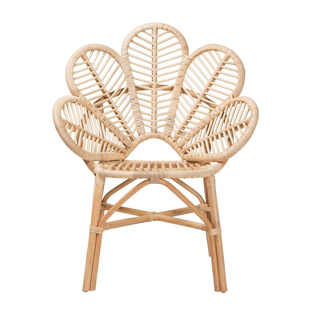bali & pari Bianca Modern Bohemian Natural Brown Rattan Flower Chair - Ethereal Company