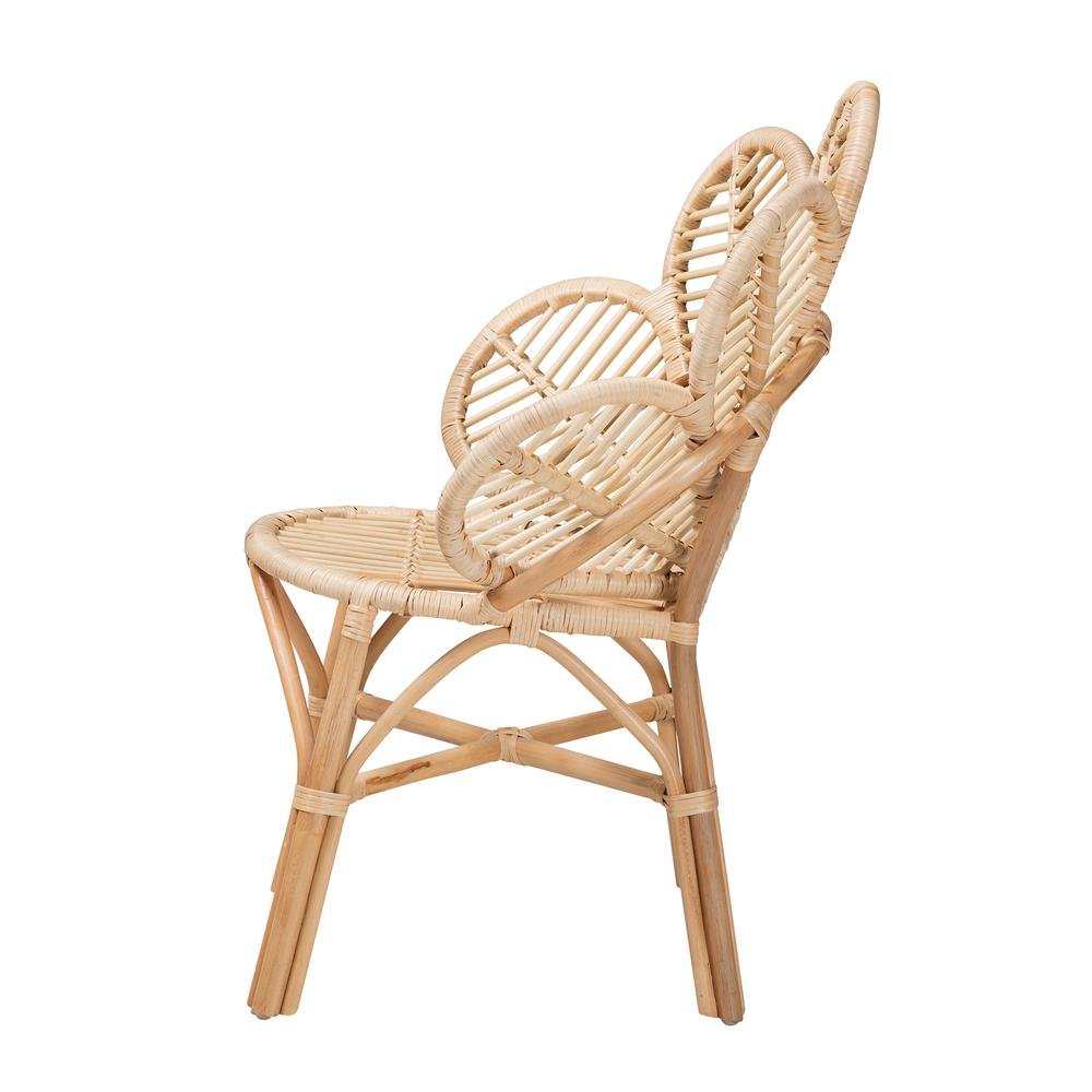 bali & pari Bianca Modern Bohemian Natural Brown Rattan Flower Chair - Ethereal Company