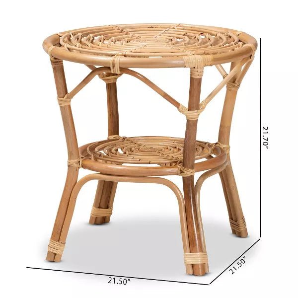 bali & pari Cariel Modern Bohemian Natural Brown Rattan Coffee Table - Ethereal Company
