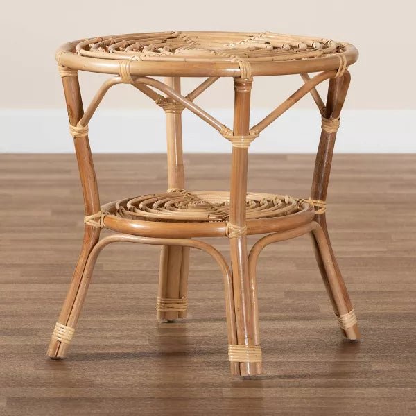 bali & pari Cariel Modern Bohemian Natural Brown Rattan Coffee Table - Ethereal Company