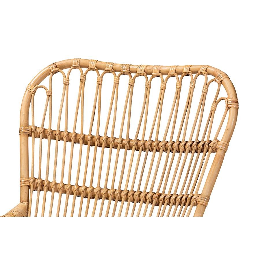 bali & pari Earvin Modern Bohemian Natural Brown Rattan Armchair - Ethereal Company