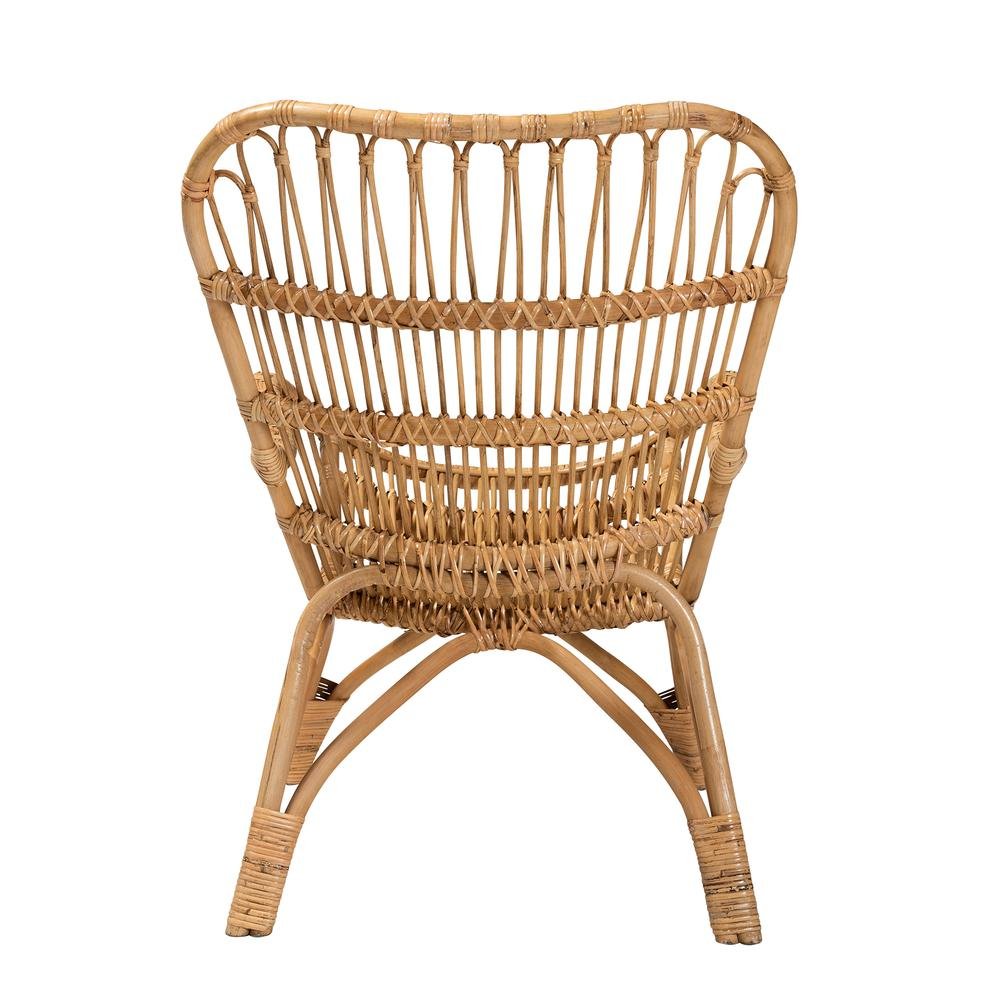bali & pari Earvin Modern Bohemian Natural Brown Rattan Armchair - Ethereal Company