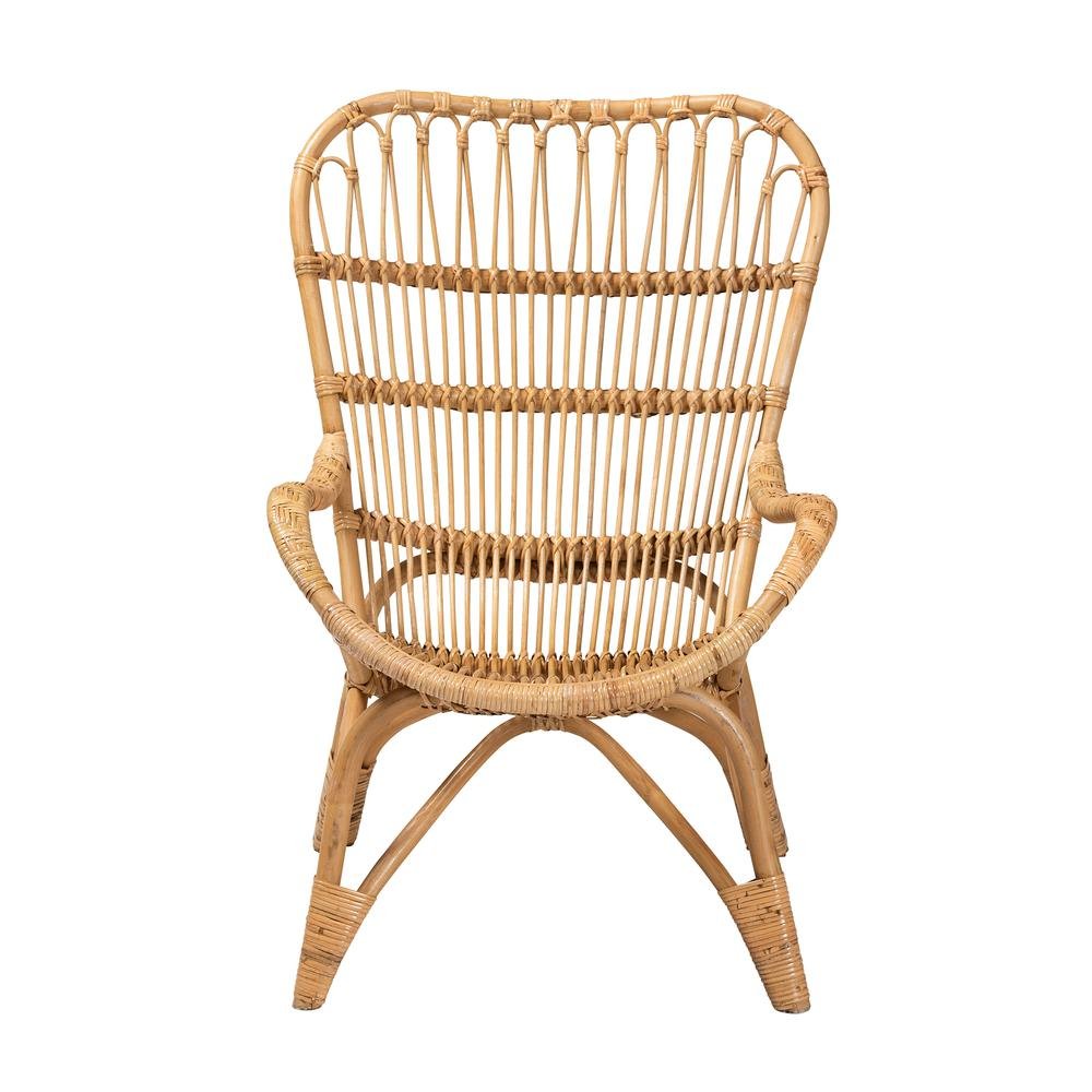 bali & pari Earvin Modern Bohemian Natural Brown Rattan Armchair - Ethereal Company