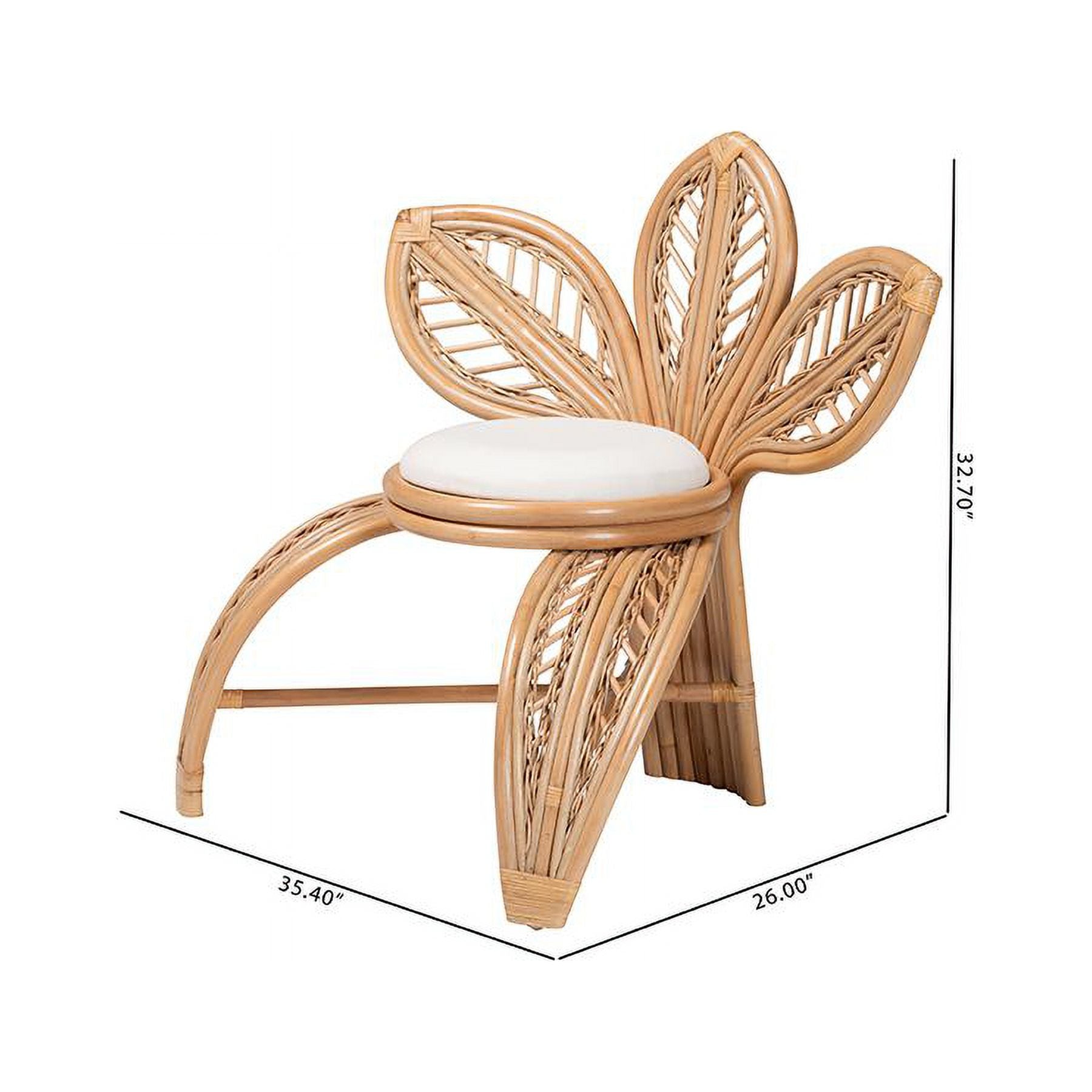 bali &amp; pari Gresham Modern Bohemian Natural Rattan Leaf Accent Chair - Ethereal Company