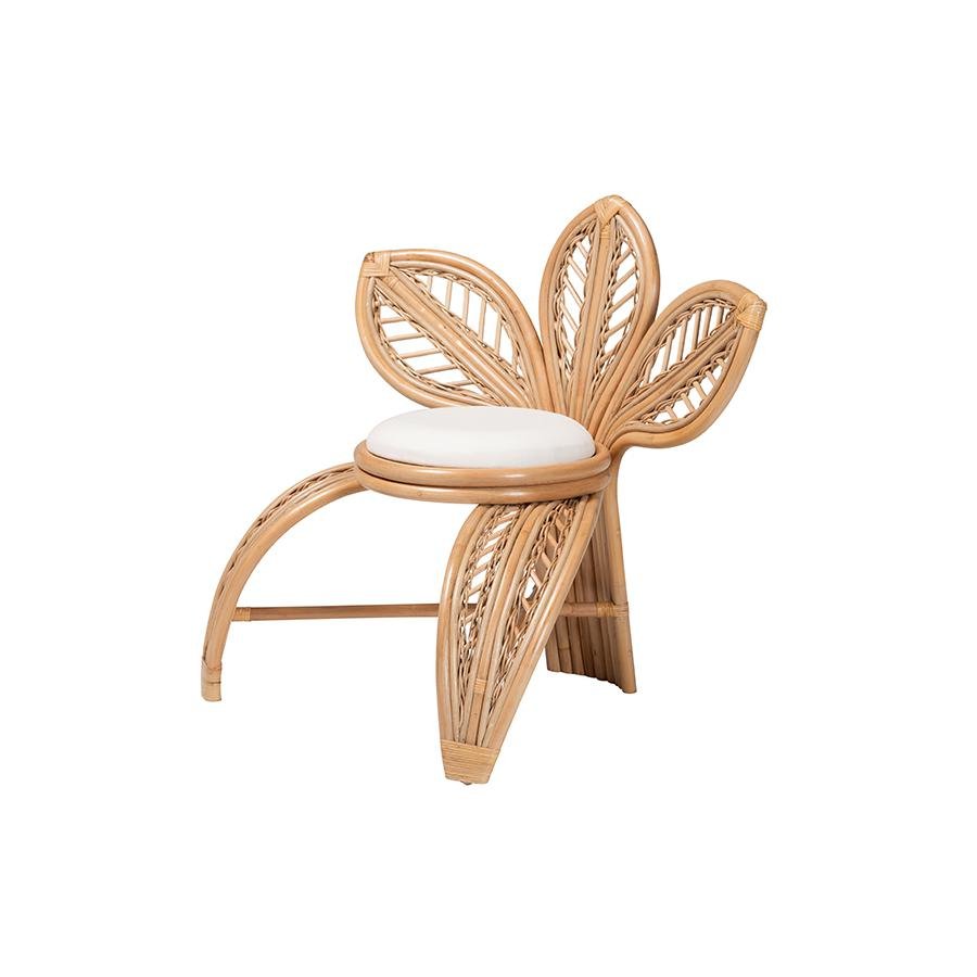 bali &amp; pari Gresham Modern Bohemian Natural Rattan Leaf Accent Chair - Ethereal Company