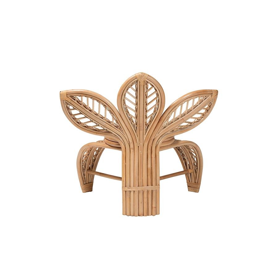 bali & pari Gresham Modern Bohemian Natural Rattan Leaf Accent Chair - Ethereal Company