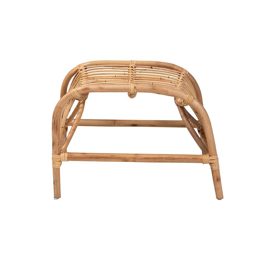 bali & pari Lamaria Modern Bohmenian Natural Brown Antique Rattan Footstool - Ethereal Company