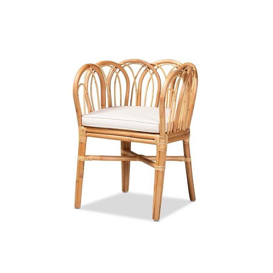 bali & pari Melody Modern and Contemporary Natural Finished Rattan Dining Chair - Ethereal Company